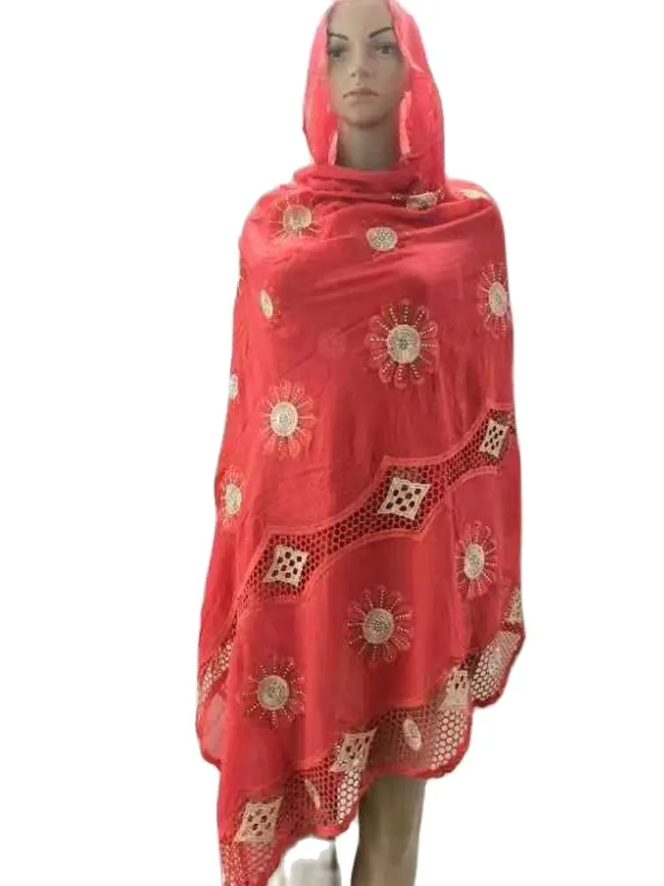 african muslim women scarf Luxury Scarf High Quality 100% Cotton Dubai African Women shawls  Embroidery Chemical Lace Scarf
