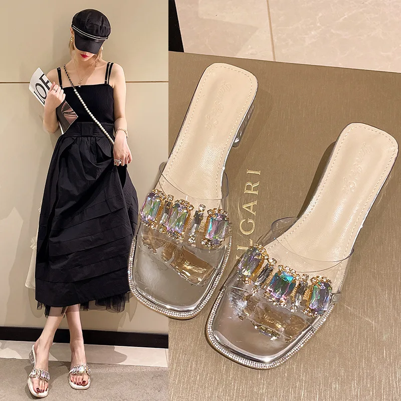 

exotic Rhinestone slippers popular for women to wear out new niche online Red Fashion versatile cool shoes