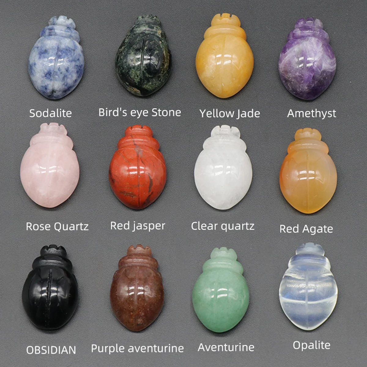 

Natural Stone Animal Ornaments Cute Insect Small Loose Beads for Women DIY Jewelry Furniture Decoration Making 25x15mm