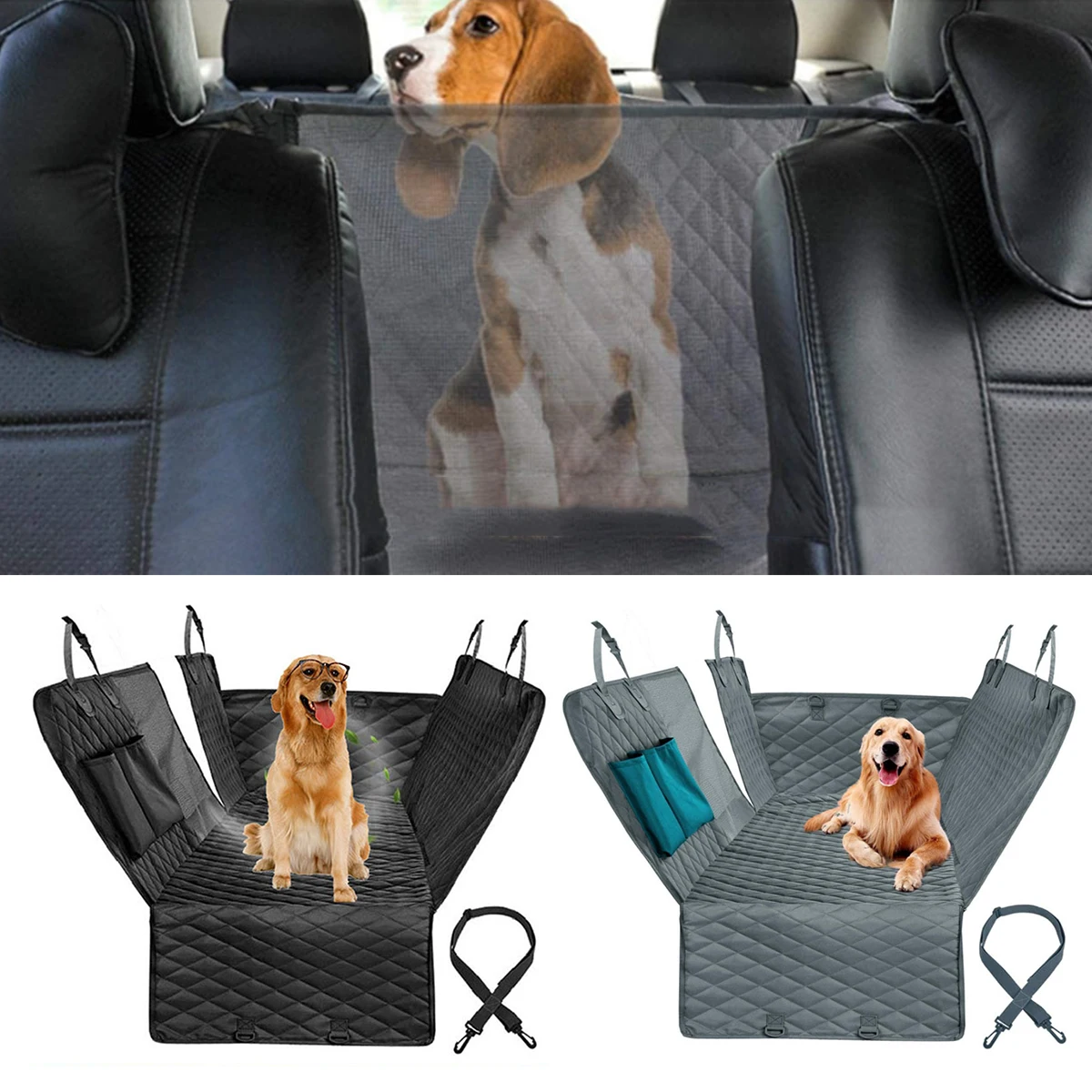 

Dog Car Seat Cover Waterproof Pet Back Seat Cover Protector Adjustable Car Hammock Against Dirt Oxford Cloth Dog Travel Carrier