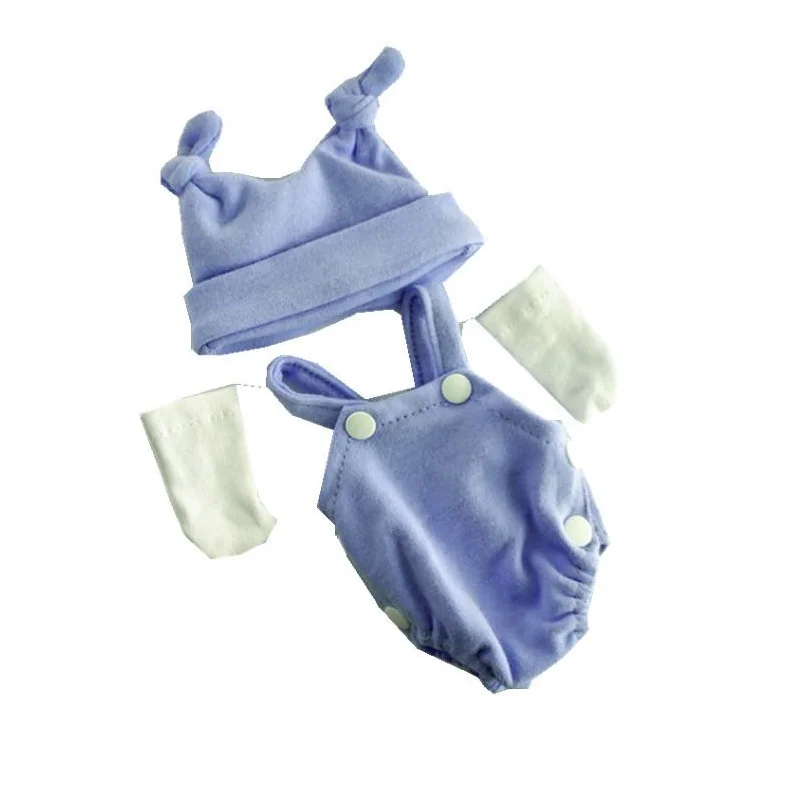 

New 10-inch Rebirth Doll Clothes Simulation Baby Sleeveless Blue 3-Piece Set