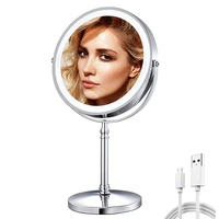 8 inches lighted makeup mirror 10x magnifying cosmetic mirror with led lights double sided dimmable rechargeable vanity mirrors