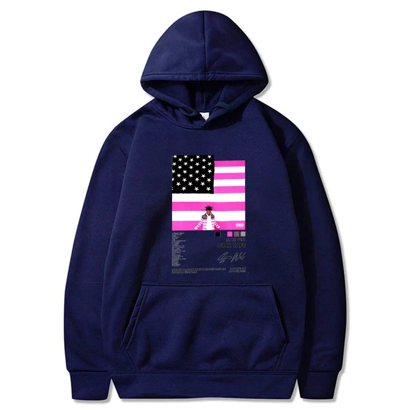 Толстовки Rapper Lil Uzi Vert с музыкальным альбомом и розовой лентой худи графическим