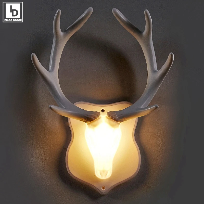 

Creative TV Background Light Wall 6 Hooks Nordic Abstract Deer Rack LED Lamp Clothes Hat Antler Stand Home Decor Mounted Hanger