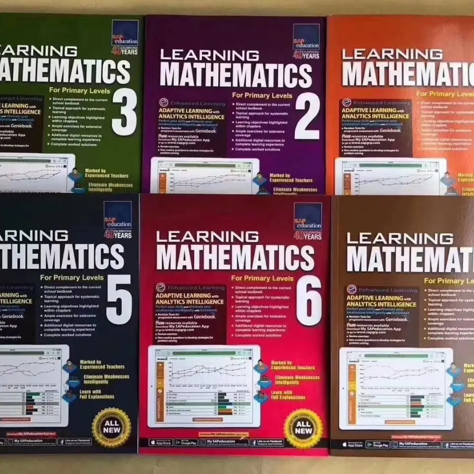 6Pieces/Lot SAP Learning Mathematics For Primary School Students Singapore Mathematics Textbooks Anti-pressure Books