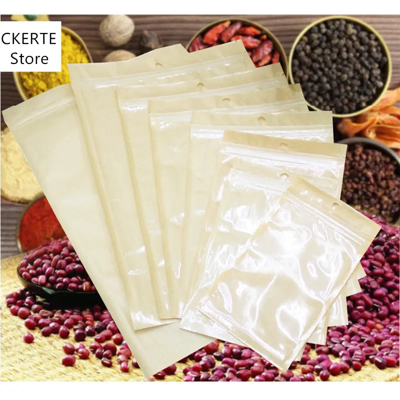 Оптовая продажа 100 шт. полупрозрачный крафт-сумка с застежкой-молнией передняя