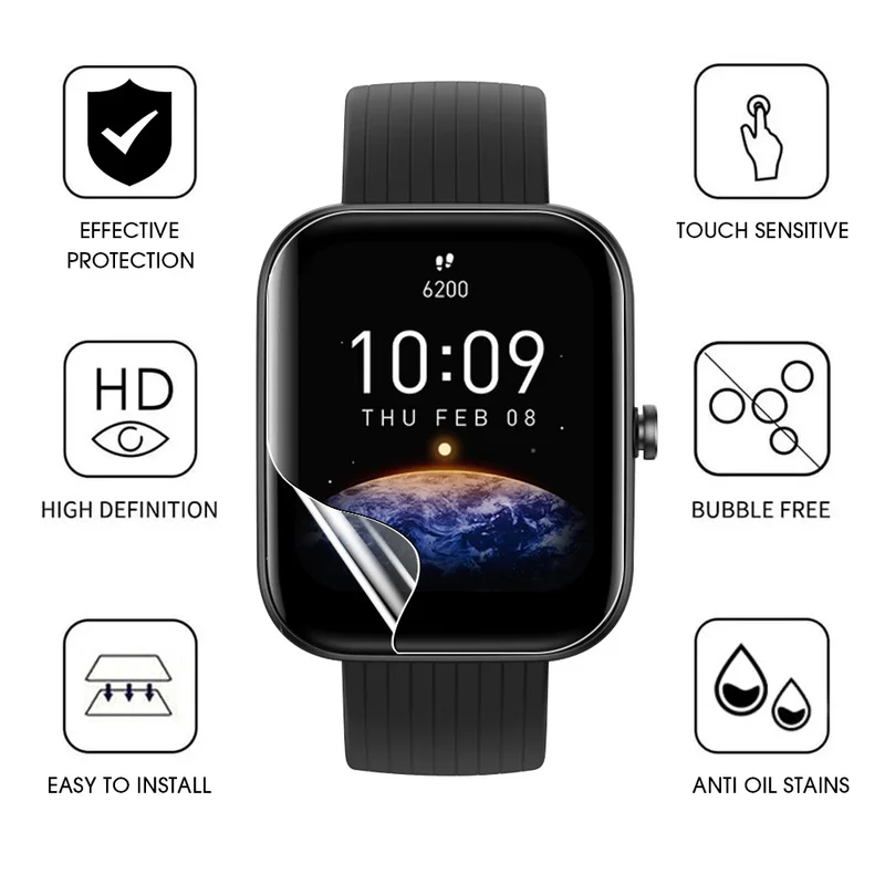 For Amazfit Bip 3 Pro Smart Watch Hydrogel Film Screen Protector Transparent Soft for Huami |