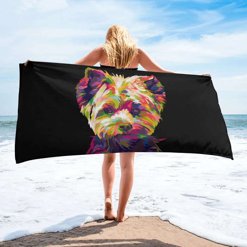 

Colorful Animal Dog Cute Gouache Bath Towel Camping Bathroom Accessories Microfiber Beach Towel Home Bath Towels for Adults