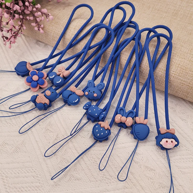 

Mobile Phone Case Universal Anti-lost Mobile Phone Lanyard Blue Cartoon Jewelry Pendant Short Wrist Strap Silicone Hanging Chain