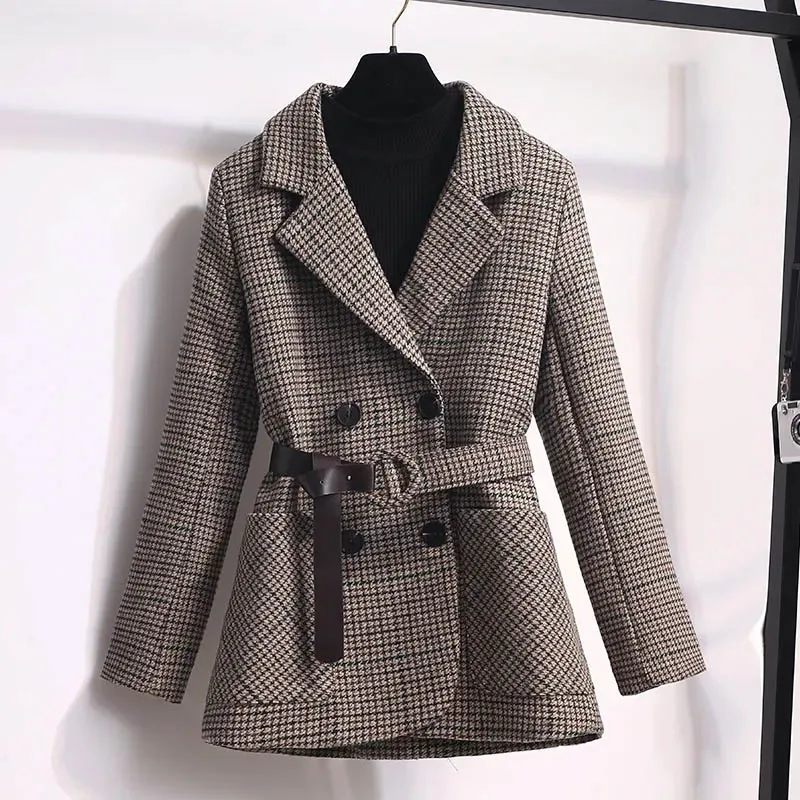 

Autumn and Winter Women's New Style Suit Woolen Coat Korean Fashion Chicko Top Loose Retro Casual Short Jacket