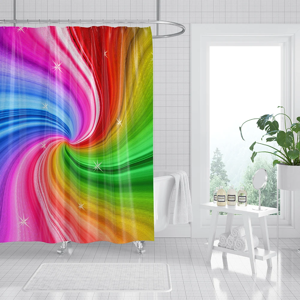 

Tie Dye Print Shower Curtain Fashion Beautiful Waterproof Fabric Bathroom Curtain Polyester Cloth Creative Bath Curtain 180cm