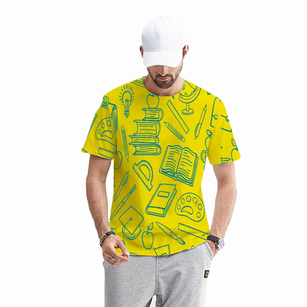 

Factory Direct O- Neck Fastion Men Collar Rib 3d Print 5XL Tee Shirts Summer 100% Polyester Cool T-shirts Short Sleeve
