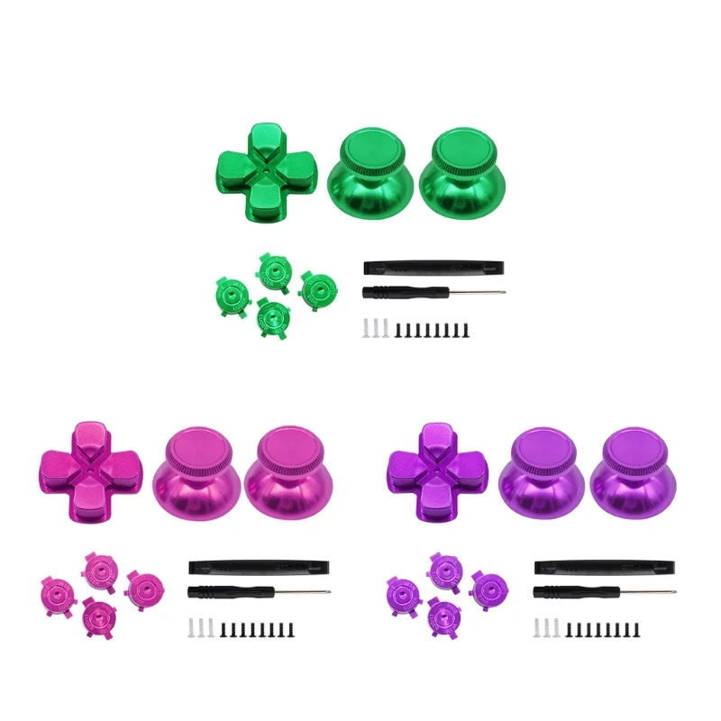 

Metal ABXY Buttons Dpad Thumbsticks for Controller, Durable Action Buttons & & Analog Thumb Sticks Replacement Kit 87HC