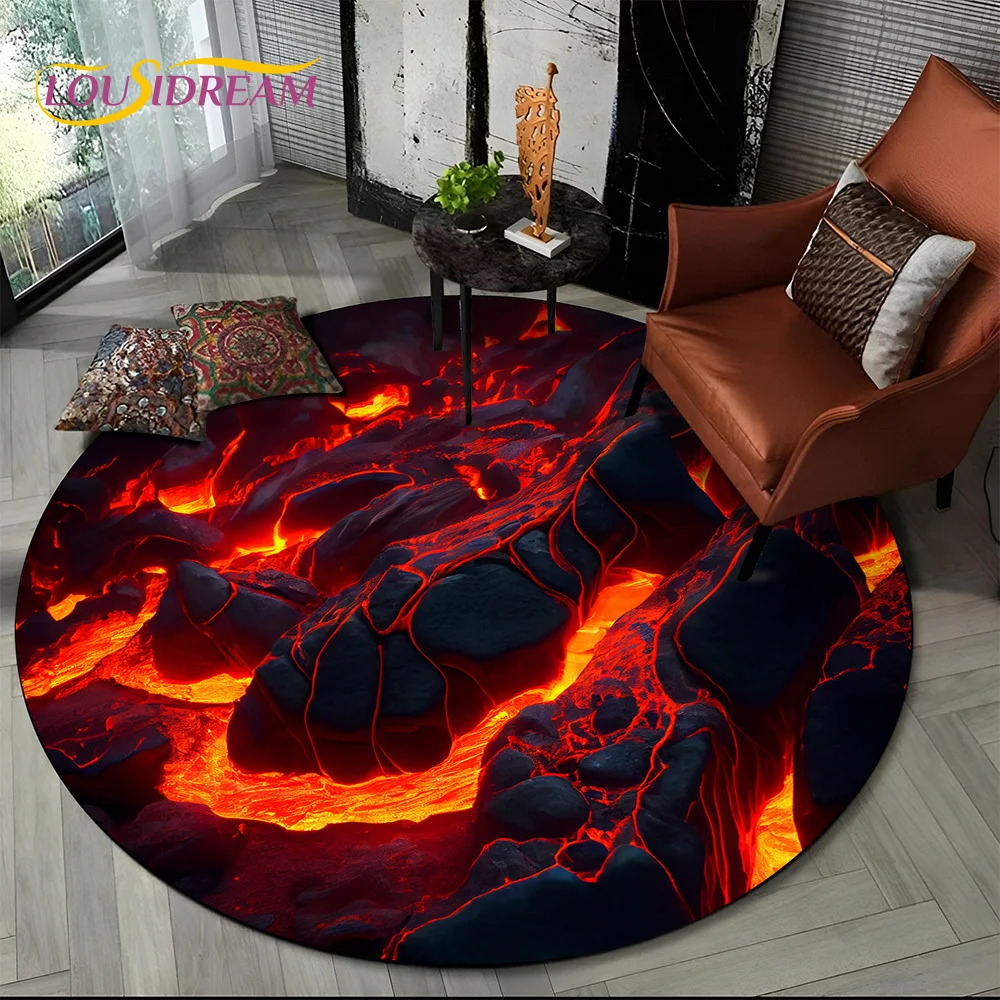 Новейший 3D иллюзия вулкан Лава Magma круглый ковер для гостиной спальня диван Декор