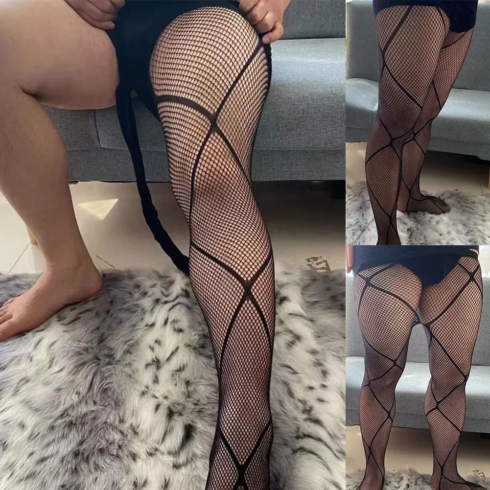

Tights Underwear Mens Sissy Body Stockings Pantyhose Mesh Hollow Out Fishnet Sheer Pants Gays Sexy Socks See Through Jumpsuit