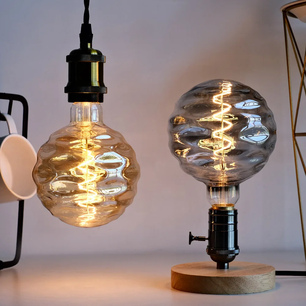 TIANFAN Винтажная светодиодная лампа E27 Эдисон Стиль Большой глобус G125 Swirls 4 Вт с