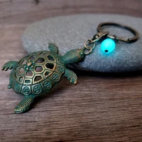glowing tortoise keychain cute bronze tortoise animal pendant glow in the dark car keychain couple backpack keychain