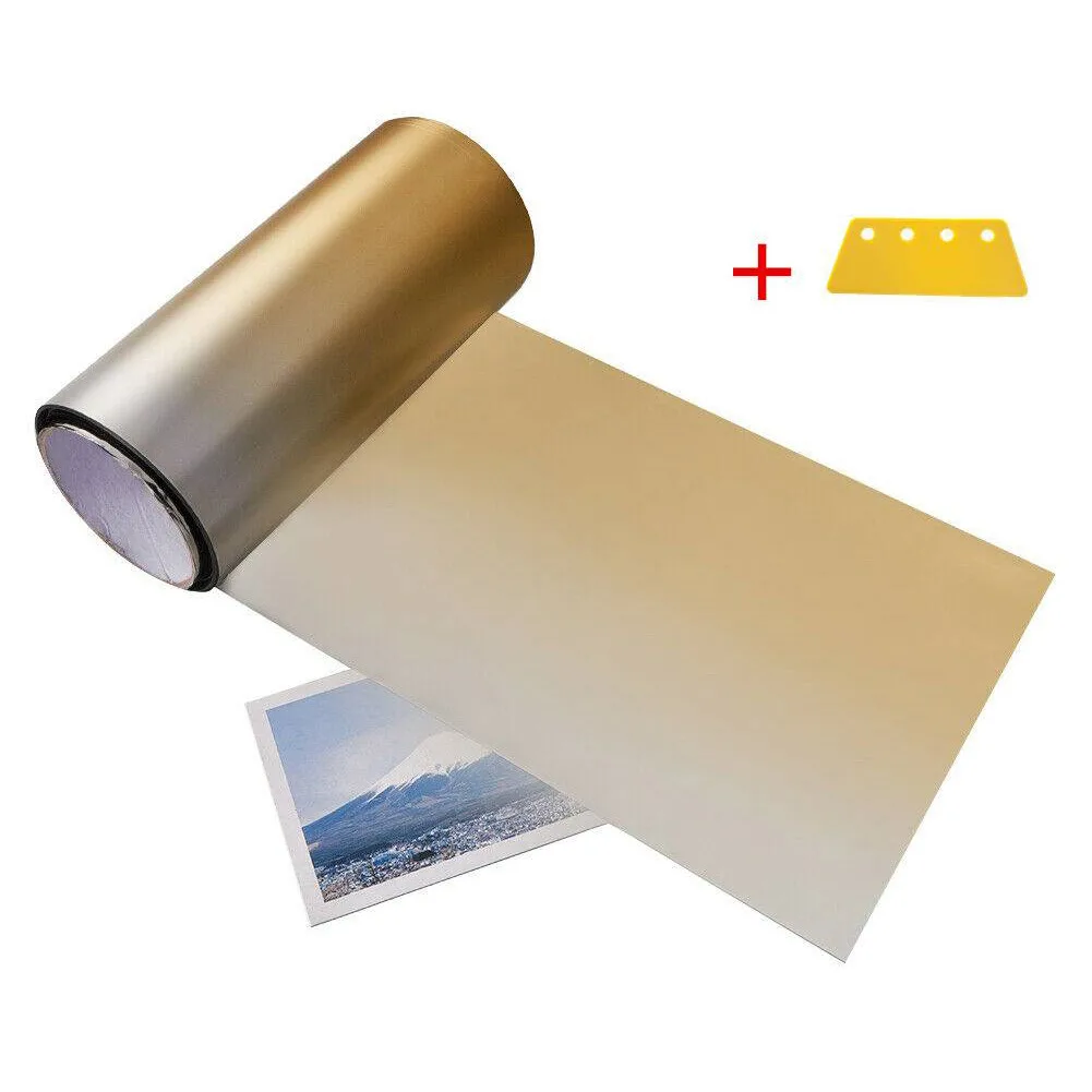

1PC Gold Sun Visor Strip Front Film Car Front Windshield UV Shade High Quality PVC Auto Accessories 20CMx150CM