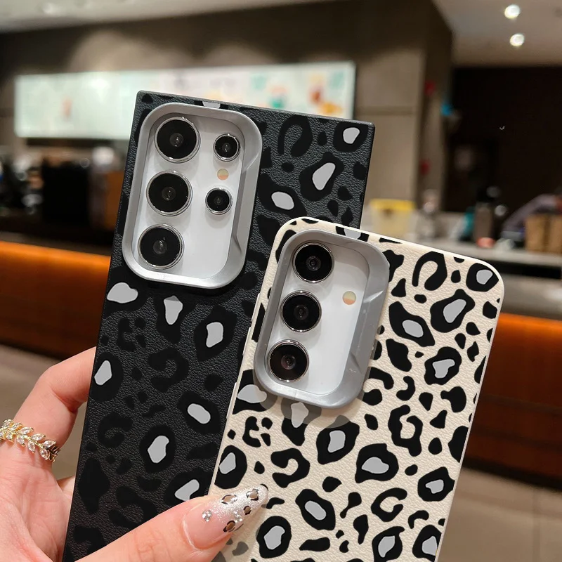 Чехол с леопардовым узором для Samsung Galaxy S24 FE S23 S22 Ultra A55 A54 A35 A15 A16 A25 A14 5G текстурой