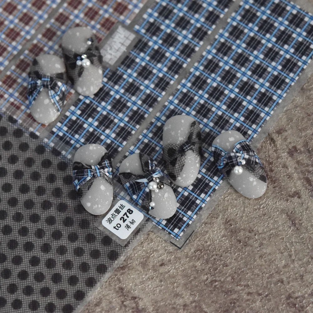 Клетчатый узор кружева 3D гравировка ногтей наклейки для самоклеящиеся