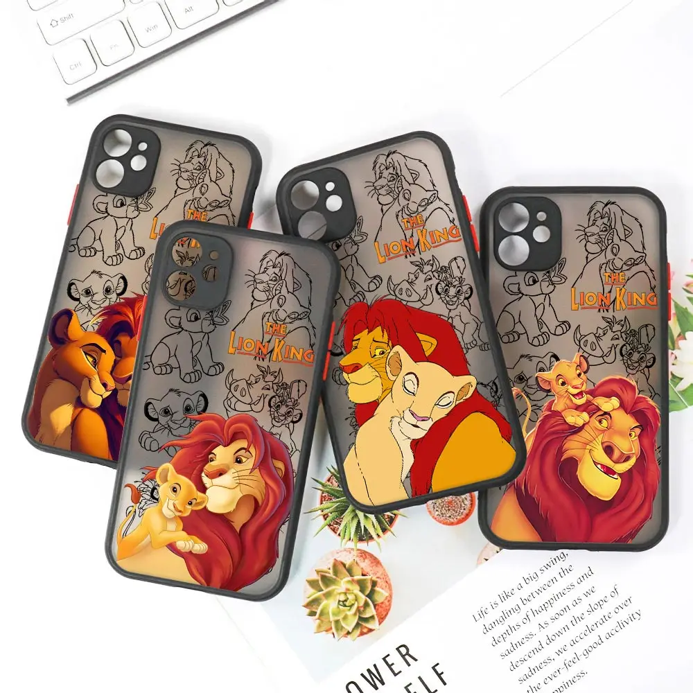 Фото Матовый полупрозрачный чехол Disney The Lion King для iPhone 17E 17 16 16E 15 14 13 12 11 Pro Max 17 Air 8 Plus XR XS, противоударный чехол №2