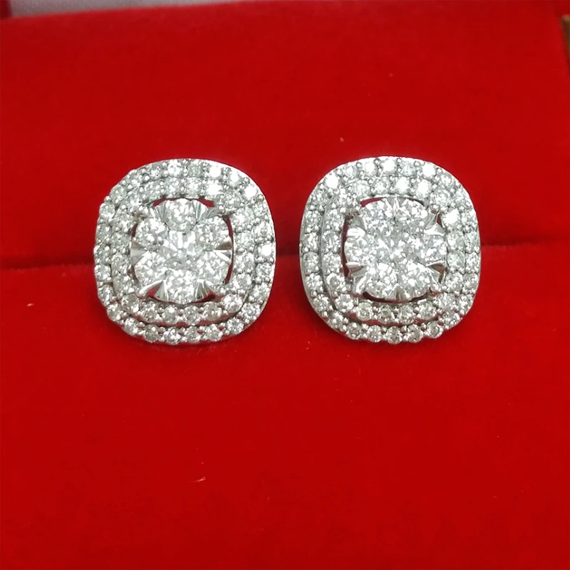 

New Fashion Square Shaped Stud Earrings with Dazzling CZ Stone Gorgeous Low-key Wedding Earrings New Arrival Female Jewelry