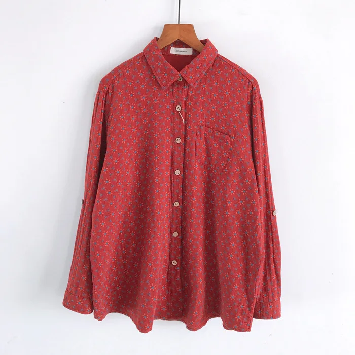 Новинка Осенние хлопковые рубашки Женские базовые Топы с принтом для девочек