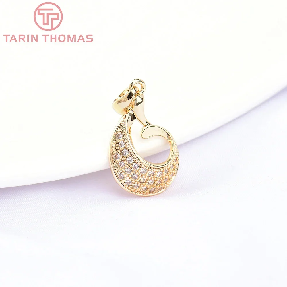 (5768) 2 шт. 12x16 мм 24 К золотого цвета латунь с цирконом подвески в виде капель воды