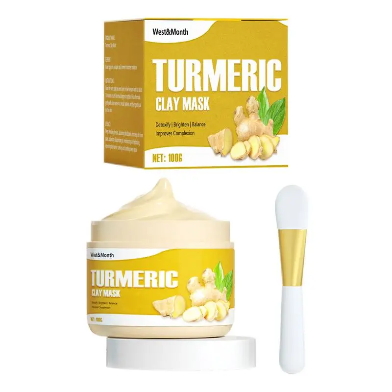 

Turmeric Extract Mud Mask Hydrating Facial Cleansing Blackheads Skin Lightening Care Brighten Ginger Essence Turmeric Clay Mask