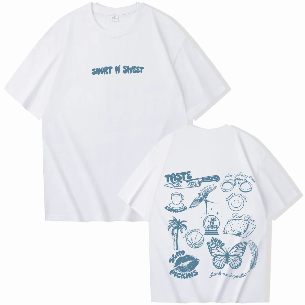 Короткие футболки Sabrina плотника милые рубашки унисекс с круглым вырезом в стиле