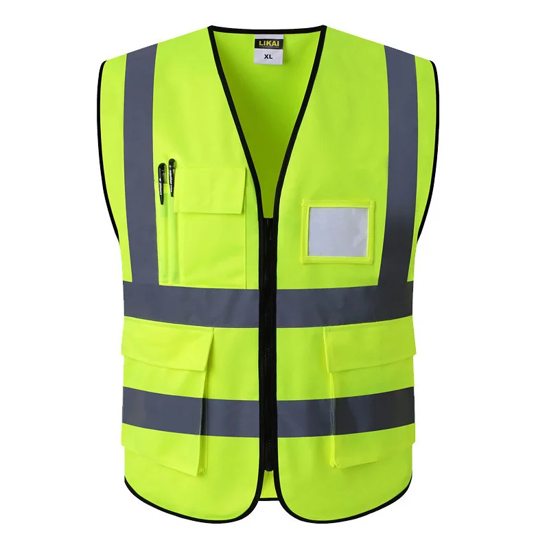 

Светоотражающий жилет высокой видимости, защитный жилет на молнии спереди со светоотражающими полосками, строительная спецодежда, защитный светоотражающий жилет
