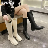 boots womens long boots autumn single boots but knee back zipper new cavalier boots tall elasticity thin boots white boots