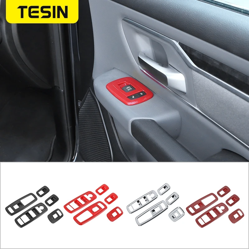 

TESIN Car Interior Window Lift Switch Button Panel Decoration Cover Stickers Accessories for Dodge RAM 2018 2019 2020 2021