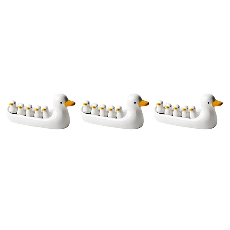 

18Pcs Lovely Duckling Chopstick Holder Set Support Fork Coffee Spoon Small Creative Dish And Duck Stand Kithchen Tools