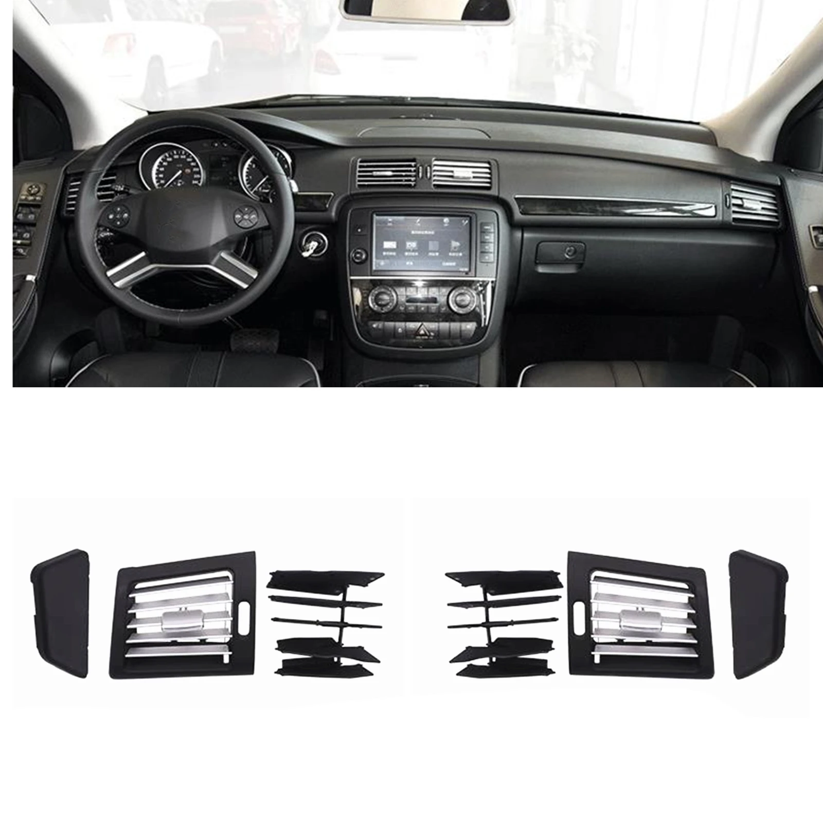 

For Mercedes-Benz R Class R300 R350 Front Dashboard AC Air Vent Outlet Right/Left Black Dash Board Side Panel Out Grill Grille