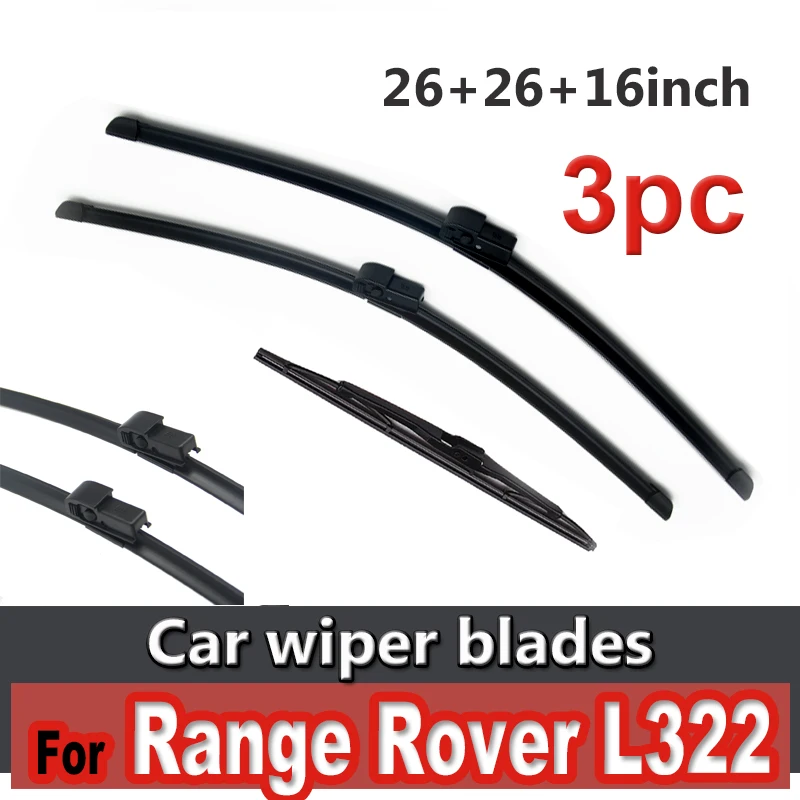 

Wiper Front & Rear Wiper Blades Set For Range Rover L322 Vogue HSE 2002 - 2012 Windshield Windscreen Window 26"+26"+16"