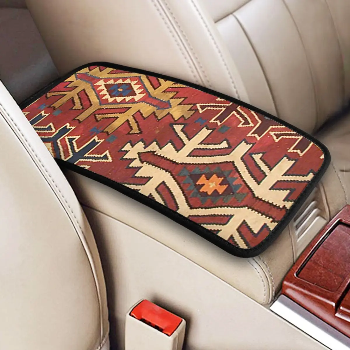 

Western Pattern Center Console Cover Pad for Cars Boho Bohemian Turkish Vintage Ethnic Antique Car Accessories Armrest Cover Mat