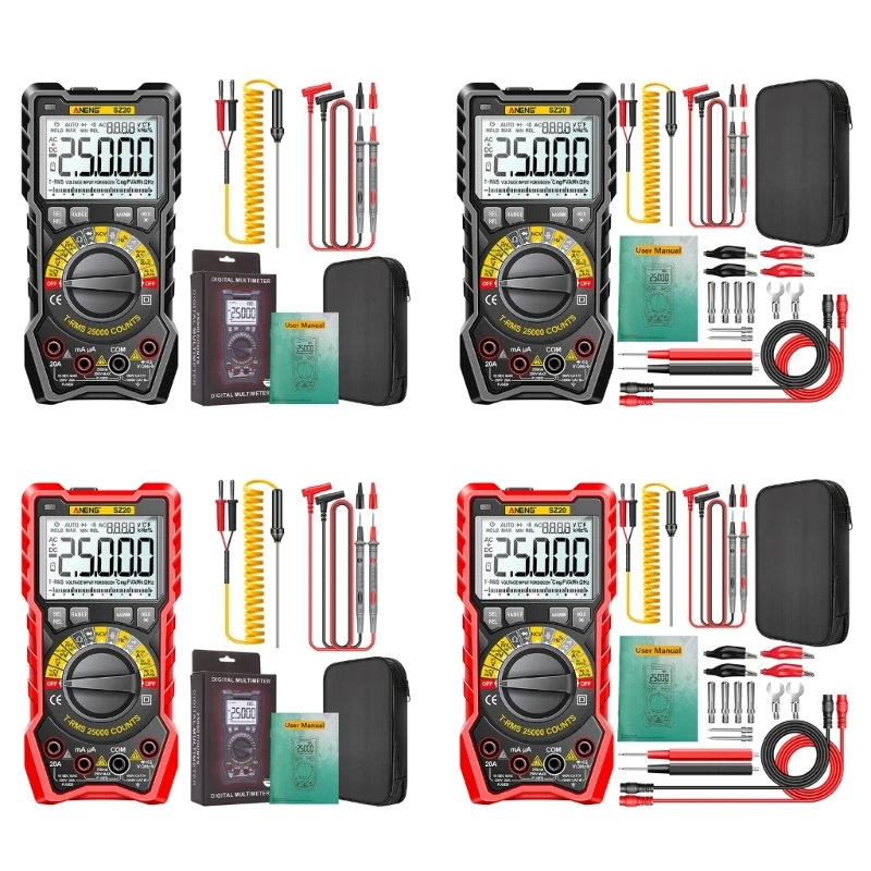 

4XFA LCD- Display Detector Multimeter AC-DC Volt-Current Resistance Capacitance Diode Temperature Tester Data Hold Flashlight