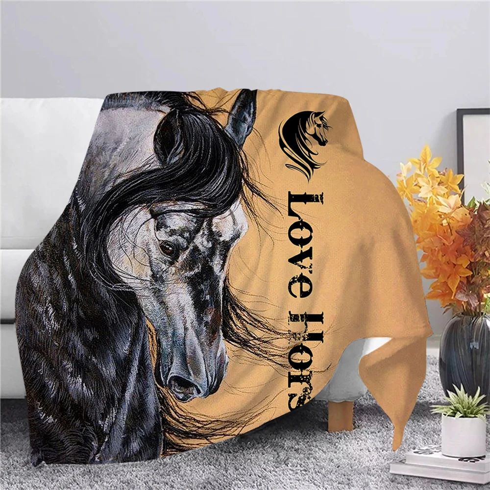 

Теплое фланелевое одеяло CLOOCL с изображением любящей лошади, 3D плед с изображением животных, одеяло для походов и пикника, одеяло из искусств...