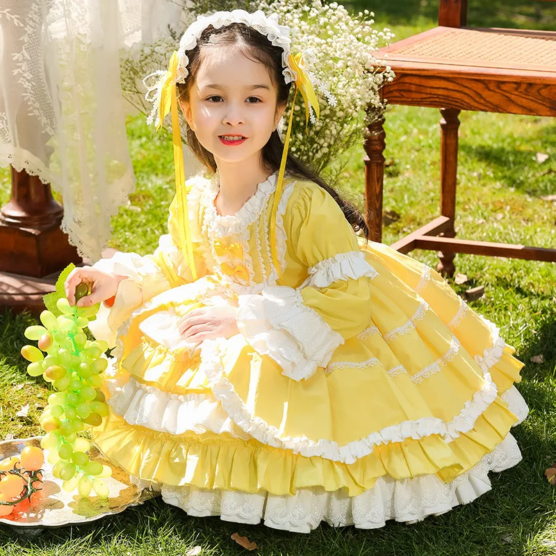 

2022 New Style Kseniya Kids Spanish Dress Girl Girls Lolita Style Ball Gown With Puff Sleeve Girl Pageant Dress Elegant Dresses