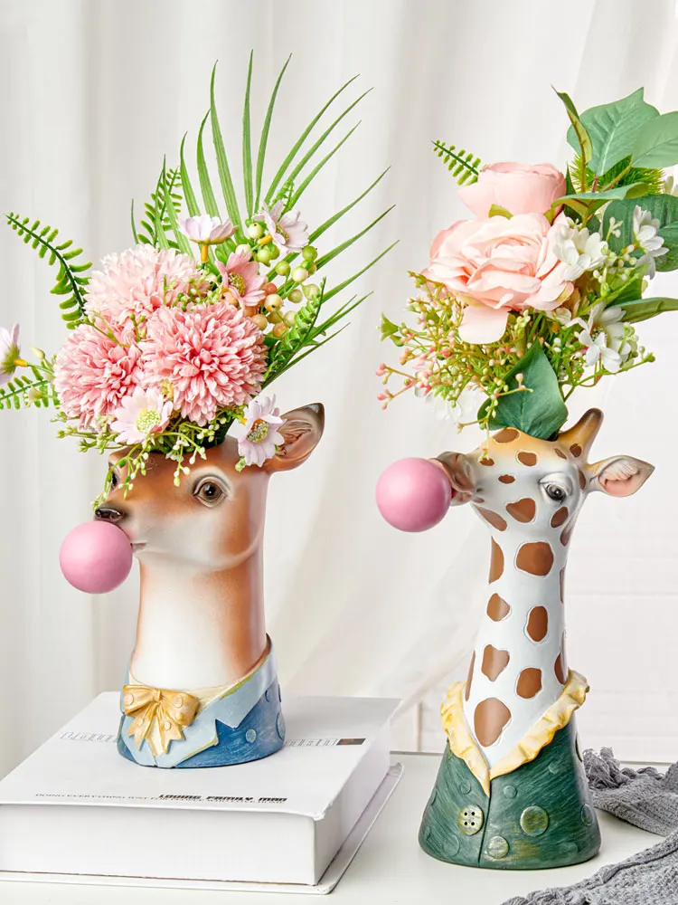 

Nordic New Style Ceramic Animal Flower Pot Cartoon Zebra Sheep Cow Head Mini Pot Succulents Plants Bonsai Pots Home Decoration