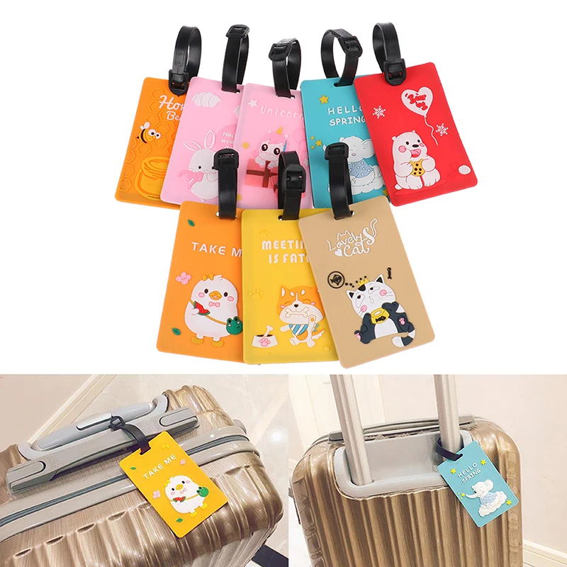 

Cute Silicon Name Luggage Tag Travel Accessorie Women Men Portable Label Suitcase ID Address Holder Letter Baggage Boarding Gift