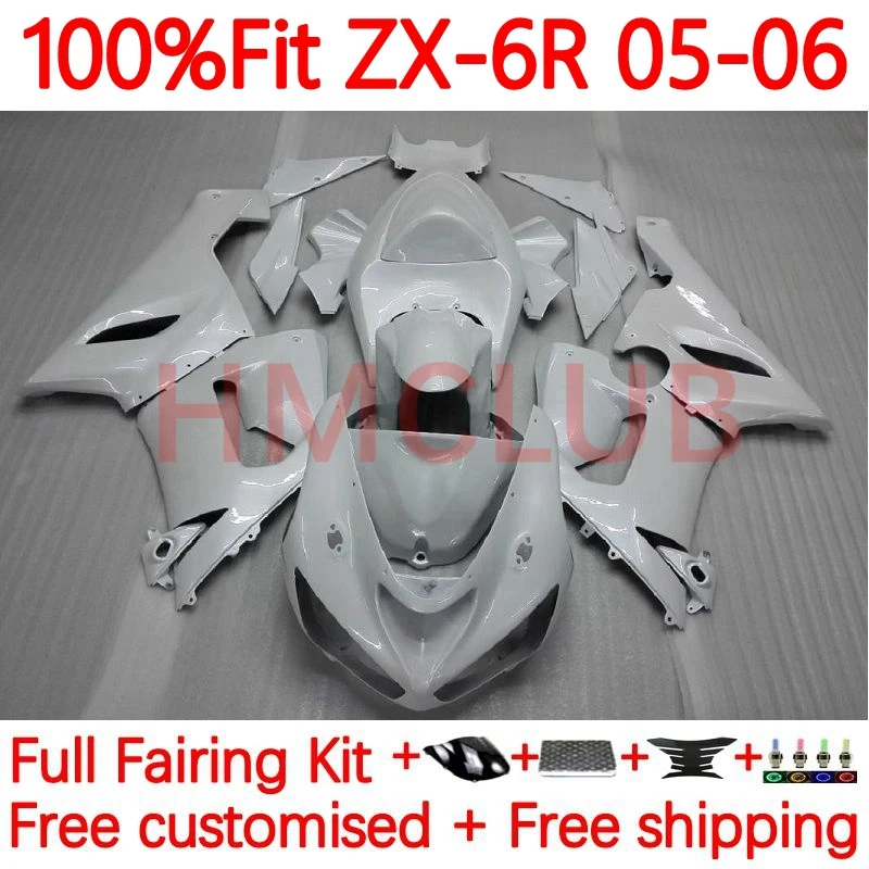 

Инъекция OEM для KAWASAKI NINJA ZX-636 ZX 6R 636 6 R ZX-6R ZX636 ZX6R 2005 2006 600CC ZX600 05 06 обтекатель 56No.12 белый жемчуг