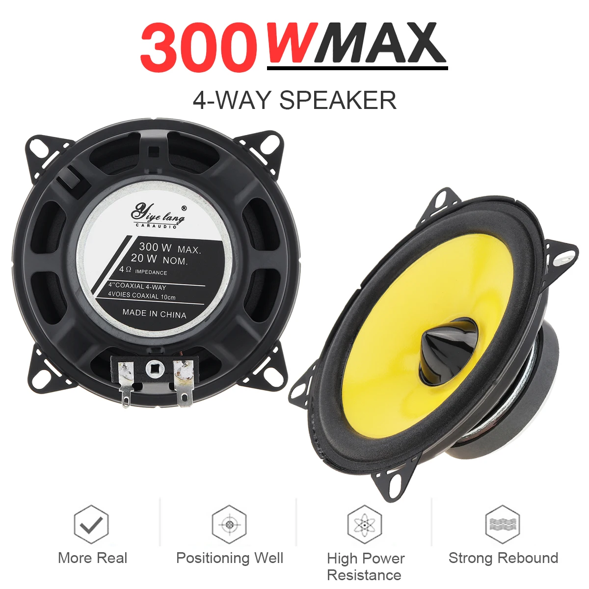 

2pcs 4 Inch 300W Full Range Frequency Car Audio Speaker Heavy Mid-bass Ultra-thin Modified Speaker Auto Car Door Audio Speaker