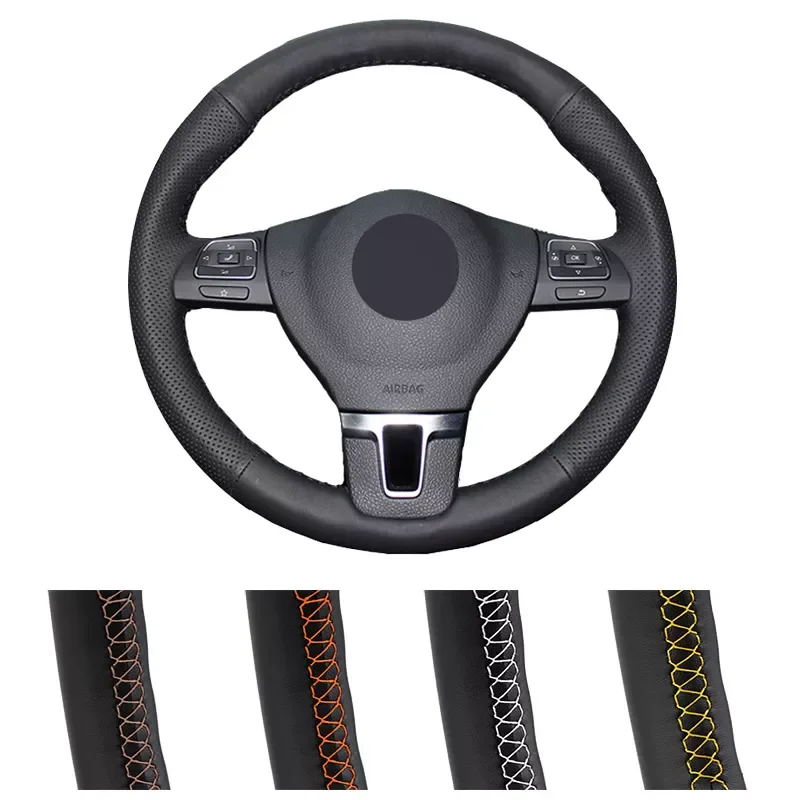 

Customized Car Steering Wheel Cover For Volkswagen Tiguan B7 CC Touran Auto Leather Steering Wrap