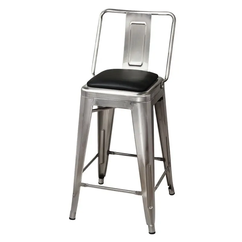 

Group 24 Inch Middle Back Metal Stool with Vegan Leather, Gunmetal