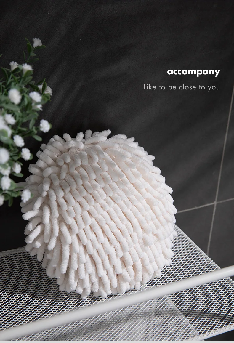 

Chenille Hand Towels Kitchen Bathroom Hand Towel Ball with Hanging Loops Quick Dry Soft Absorbent Microfiber Towels
