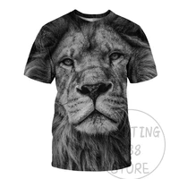 animals art t shirt lion tiger leopard summer fashion black white animals printed top t shirt vintage o collared tshirt