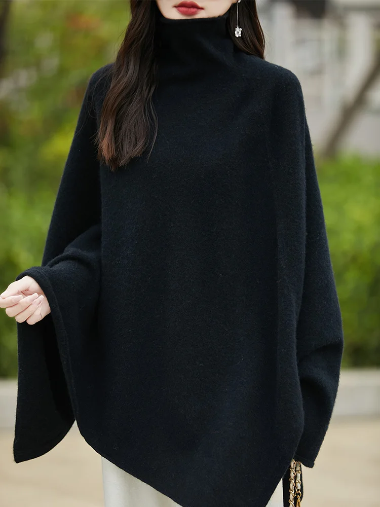 Новый женский свитер шерстяная шаль с высоким воротником свободный пуловер