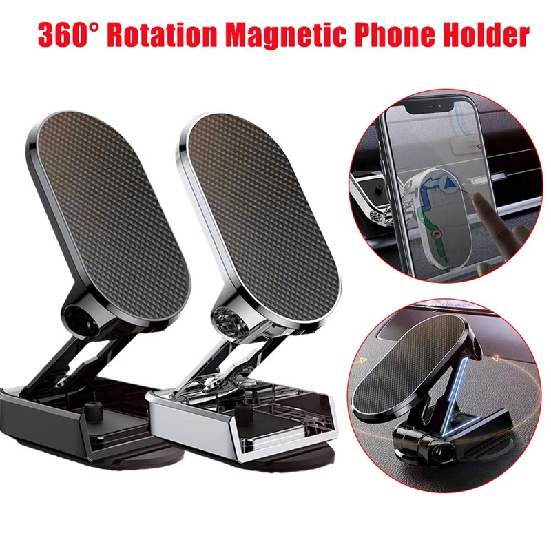 2023 720 ° Metal Magnetic Car Phone Holder Foldable Universal Mobile Phone Stand Air Vent Magnet Mount GPS Support For iPhone 14